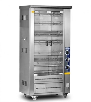 Pimak Piliç Çevirme Makinesi Çift Vitrinli Lavtaşlı Gazlı 60 Piliç Kapasiteli PI4/M011B