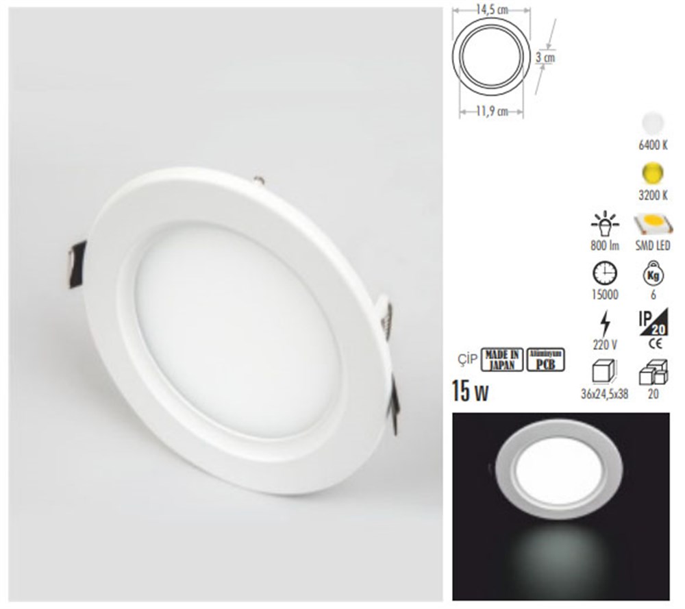 10W PANEL LED ARMATÜR (YUVARLAK)