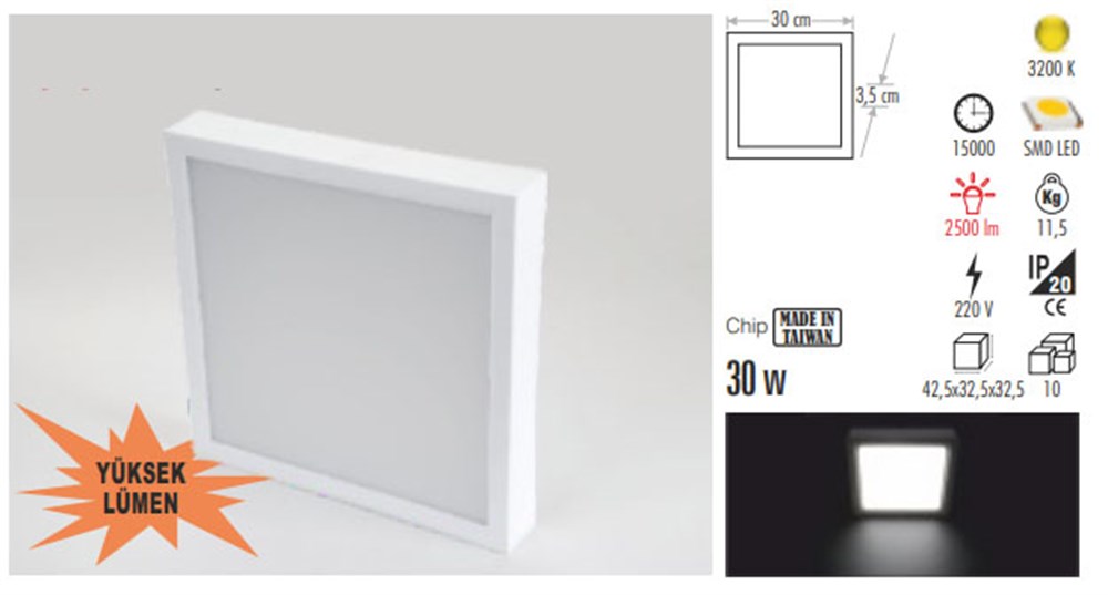 30W Sıva Üstü ABS Damla Led Armatür