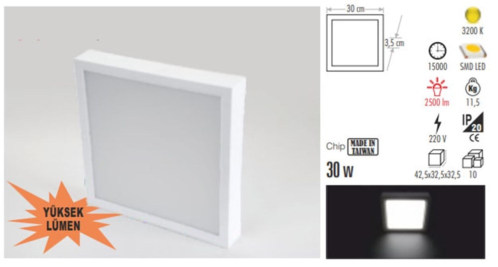 30W Sıva Üstü ABS Damla Led Armatür