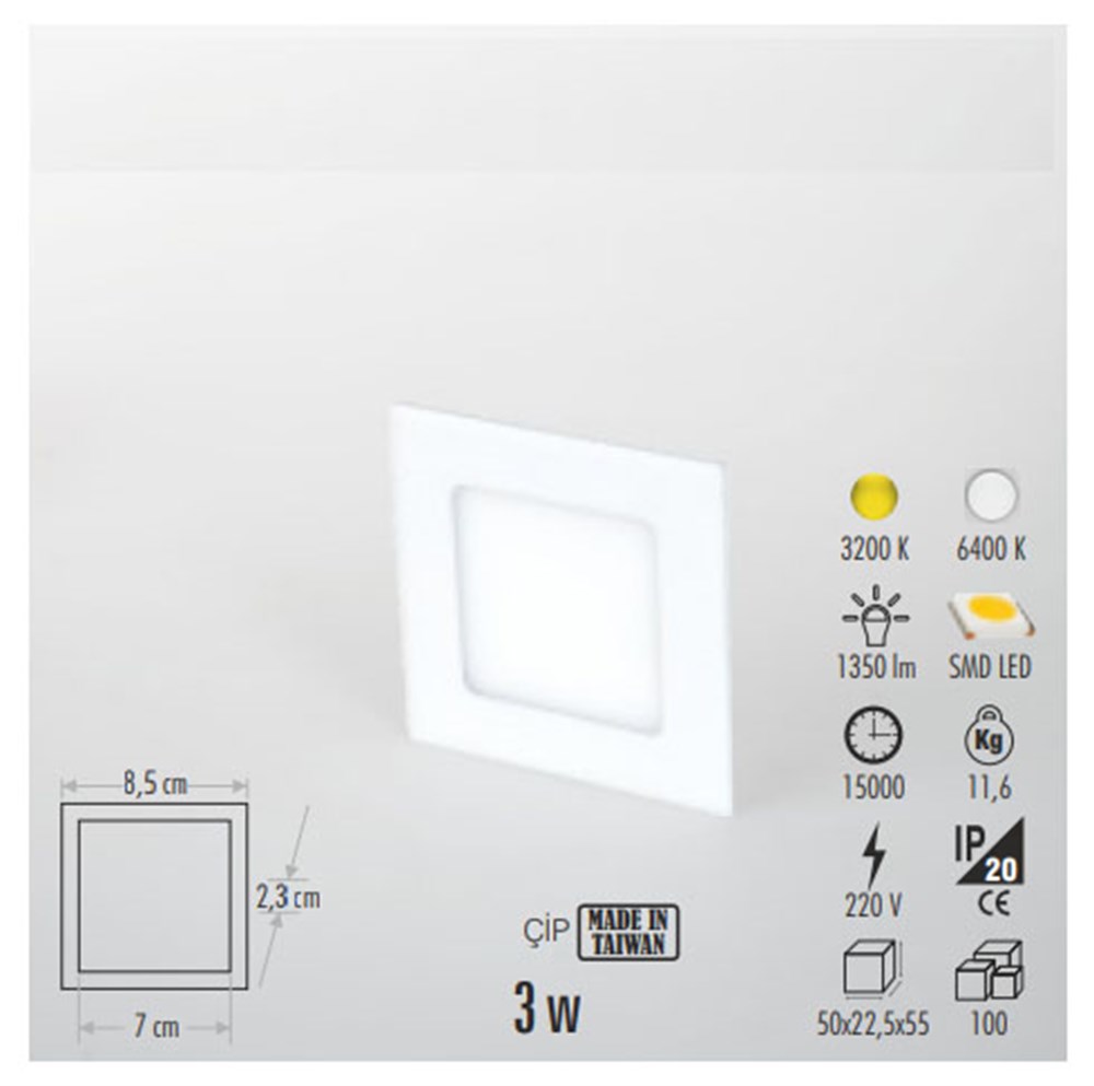 Panel Led Armatür 3w