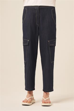 BELİ LASTİKLİ YANLARI CEP DETAYLI JOGGER DENIM PANTOLON