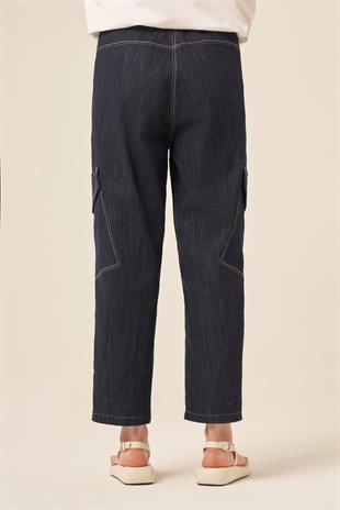 BELİ LASTİKLİ YANLARI CEP DETAYLI JOGGER DENIM PANTOLON