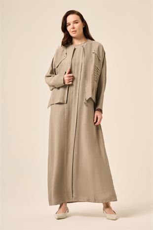 BOLEROSU PİLE DETAYLI PASION ELBİSELİ TAKIM