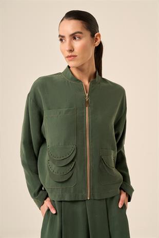 ETEĞİ VE CEKETİ BAKIR KUM BONCUK DETAYLI PASION ETEKLİ TAKIM