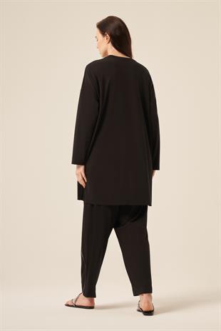 GRİ GARNİLİ ŞALVAR PANTOLONLU BAMBU TAKIM