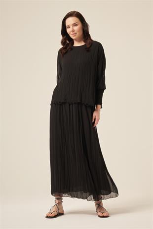 KOLU SANDY DETAYLI  ŞİFON KRAŞLI ETEKLİ TAKIM