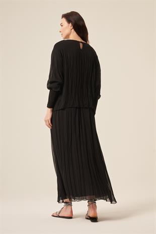 KOLU SANDY DETAYLI  ŞİFON KRAŞLI ETEKLİ TAKIM