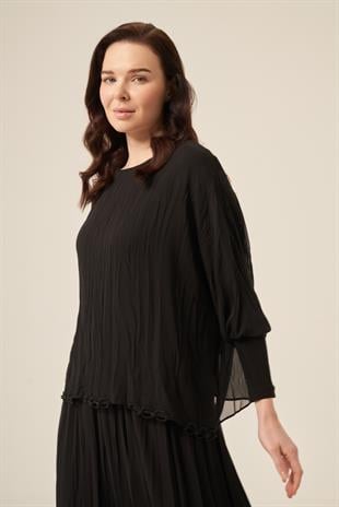 KOLU SANDY DETAYLI  ŞİFON KRAŞLI ETEKLİ TAKIM