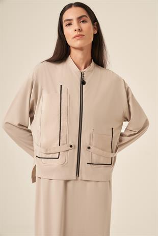 MAKROME İP DETAYLI BOMBER ELBİSELİ TAKIM