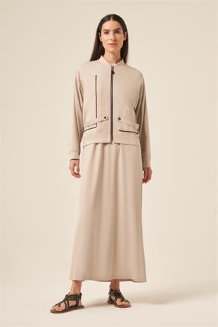 MAKROME İP DETAYLI BOMBER ELBİSELİ TAKIM