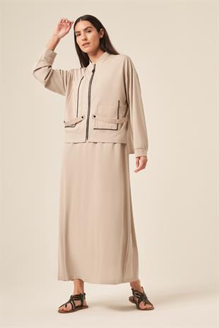 MAKROME İP DETAYLI BOMBER ELBİSELİ TAKIM