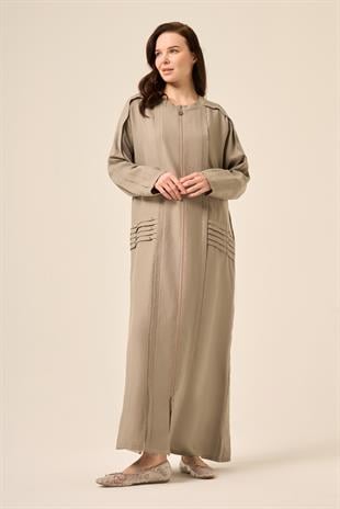 OMUZLARI ALLER DETAYLI CEP KENARI PİLELİ FERMUARLI PASION FERACE