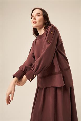 OMUZLARI APOLET DETAYLI DÜĞMELİ DUBAI TUNİK