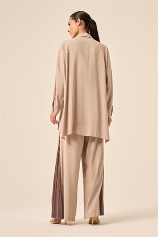 ÖN FERMUAR DETAYLI KOMBİN RENKLİ VERONA PANTOLONLU TAKIM