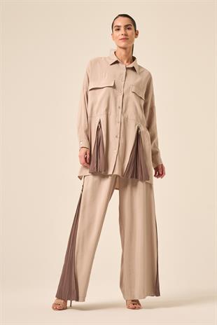 ÖN FERMUAR DETAYLI KOMBİN RENKLİ VERONA PANTOLONLU TAKIM