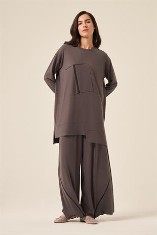 PAÇASI FERMUAR DETAYLI PANTOLONLU BAMBU TAKIM