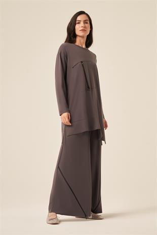 PAÇASI FERMUAR DETAYLI PANTOLONLU BAMBU TAKIM