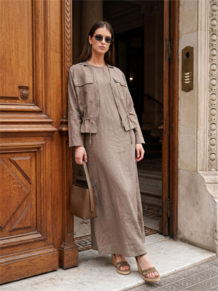 SAFARİ BOLEROLU ELBİSE