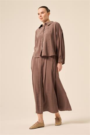 TOMURCUK İŞLEMELİ KISA GÖMLEK ETEKLİ RANO TAKIM