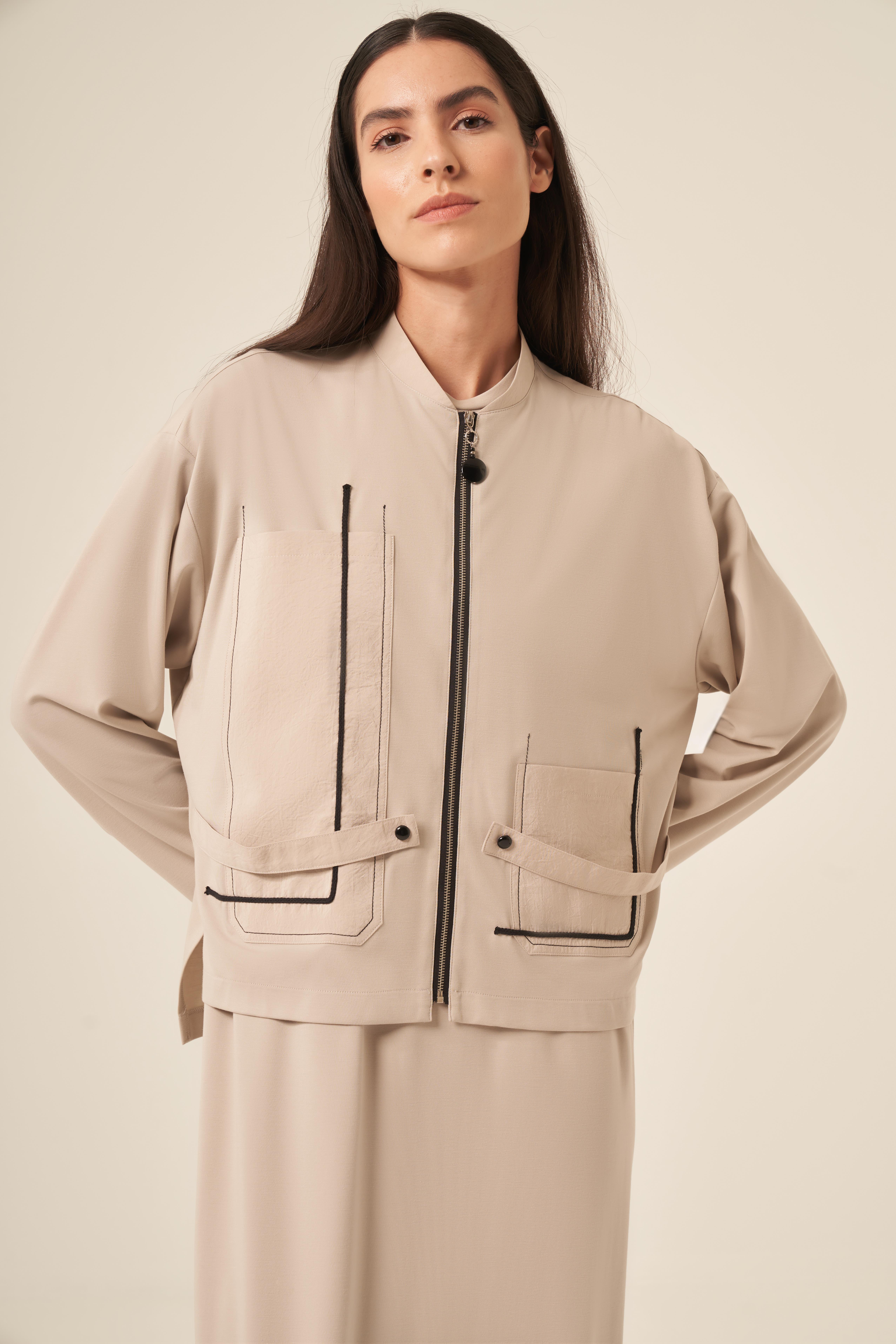 MAKROME İP DETAYLI BOMBER ELBİSELİ TAKIM