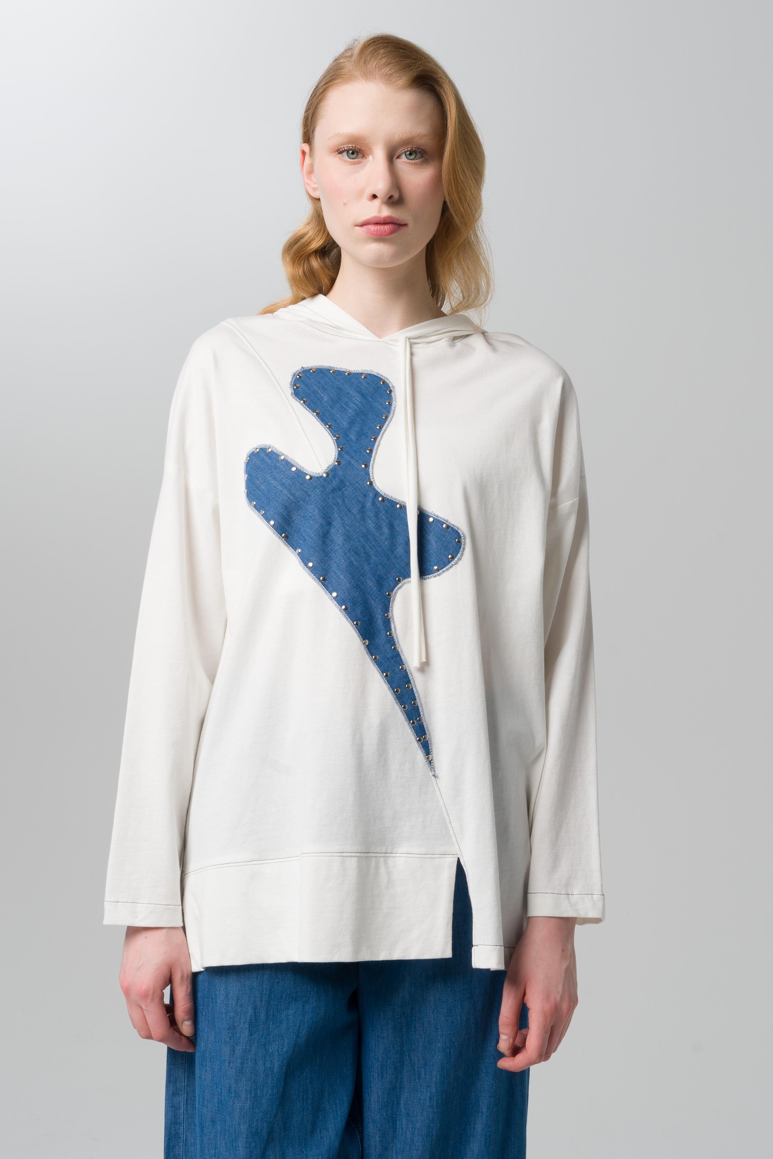 S-4141 KAPÜŞONLU DENIM DEAYLI SÜPREM PENYE BLUZ