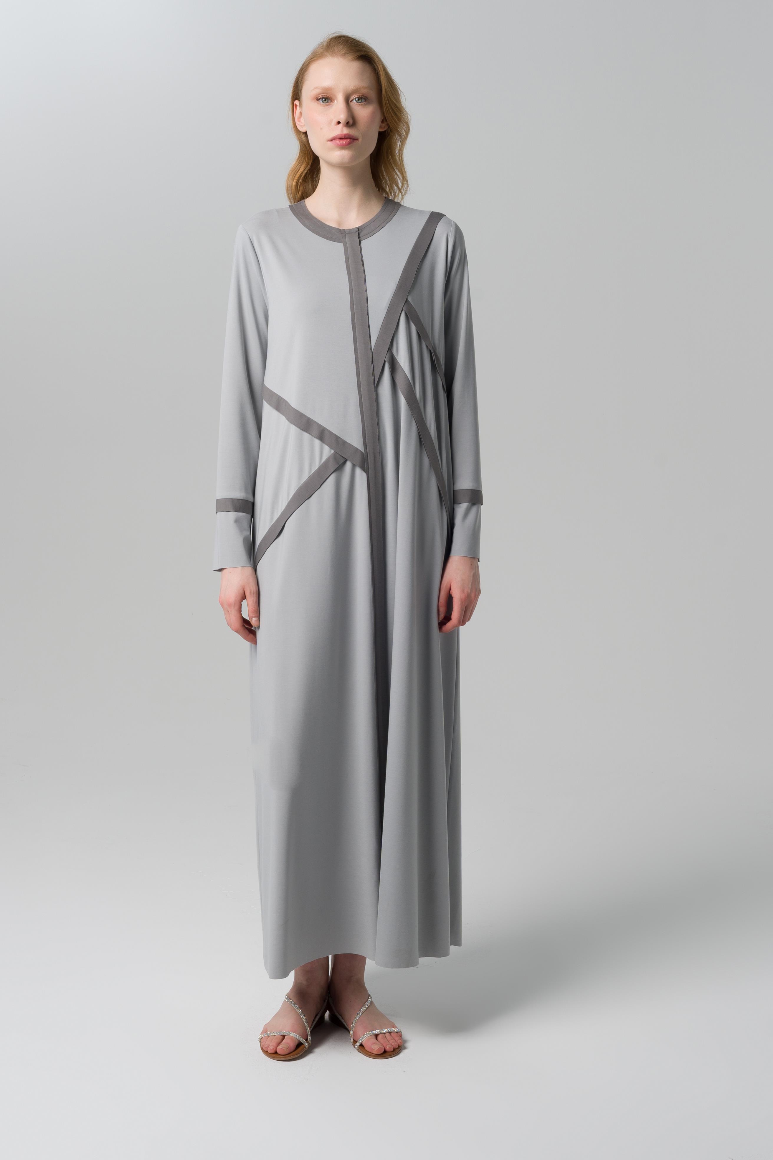 S-4708 GARNİLİ PİS DİKİŞLİ BAMBU ELBİSE