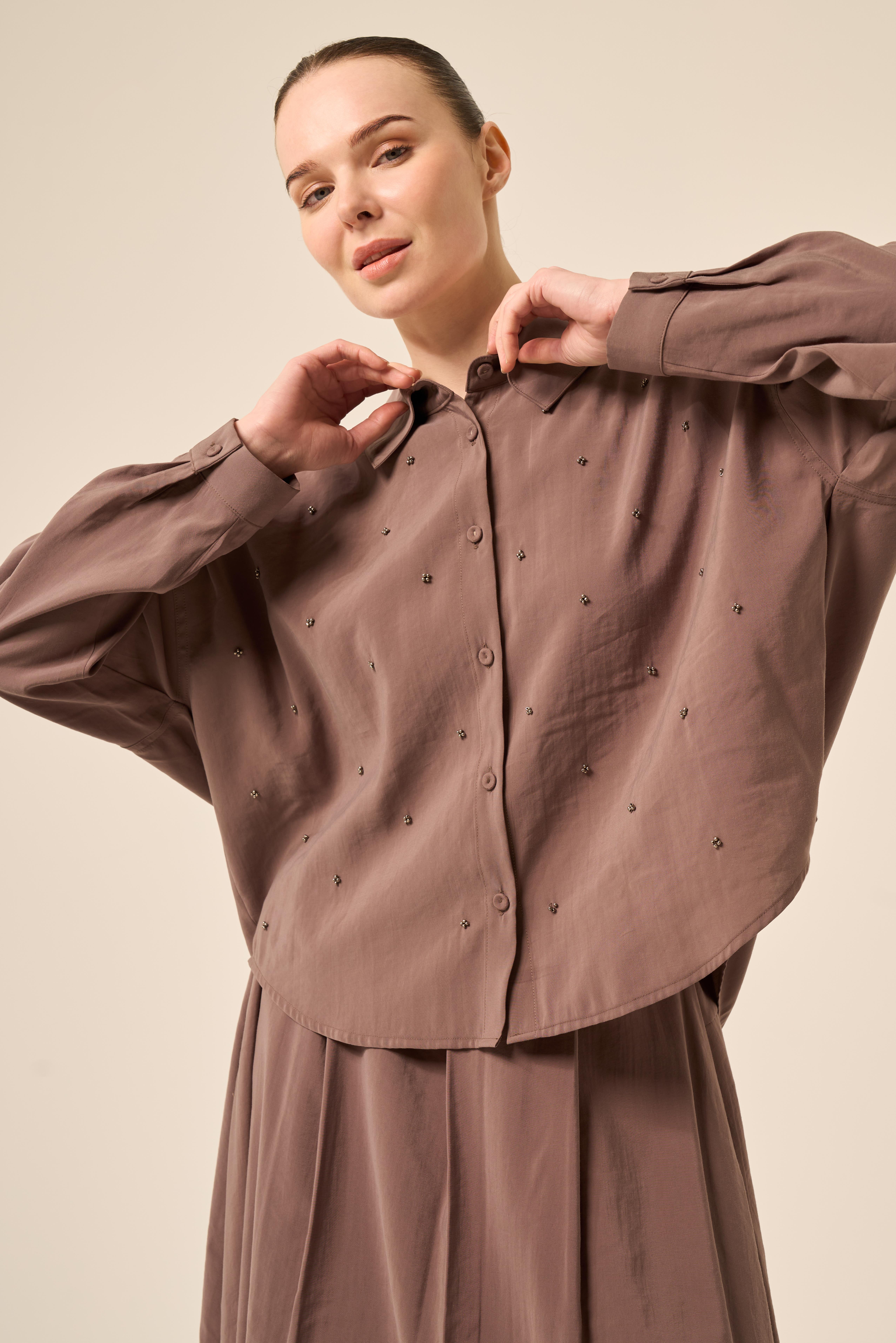 TOMURCUK İŞLEMELİ KISA GÖMLEK ETEKLİ RANO TAKIM