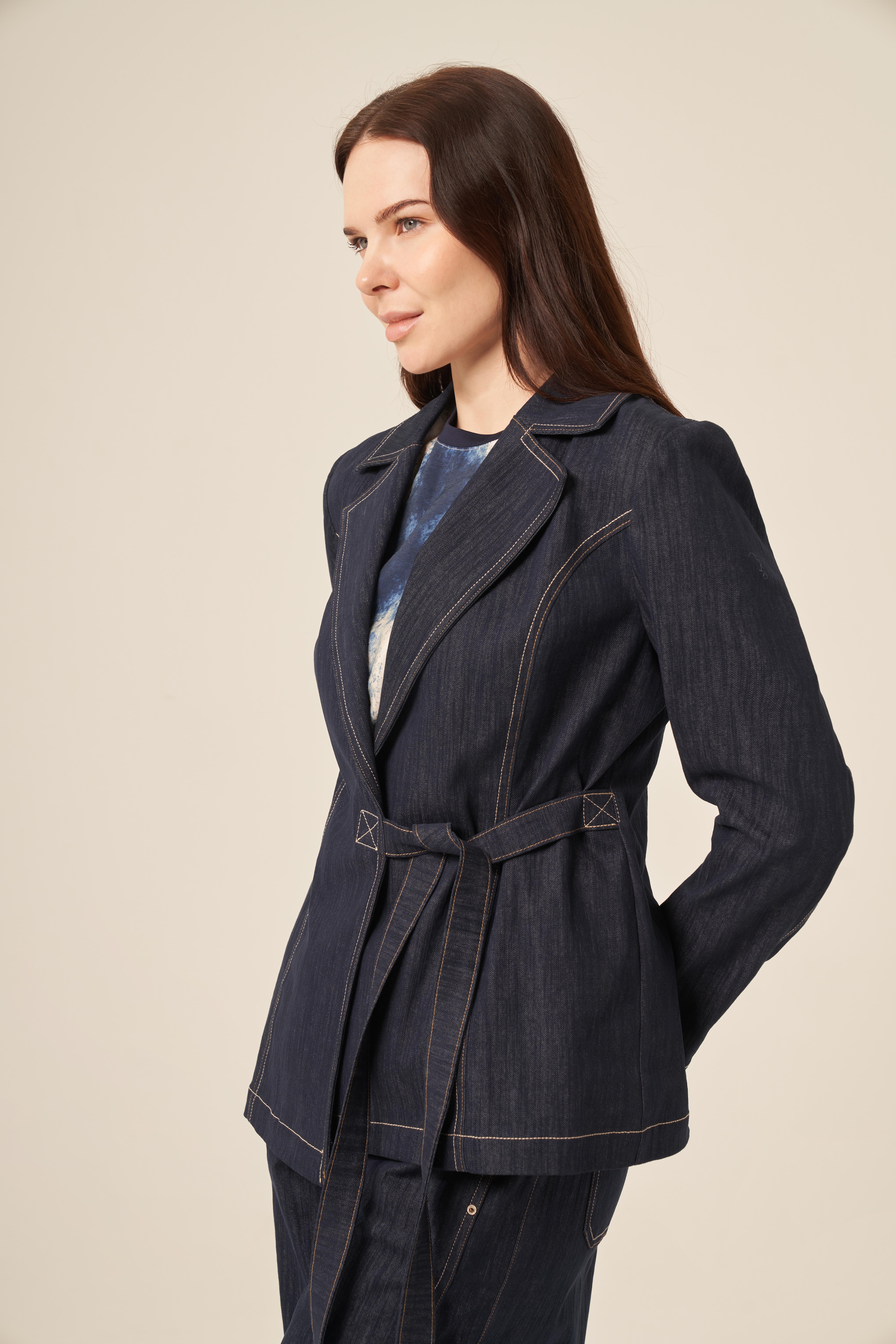 YANDAN BAĞLAMALI DENIM CEKET