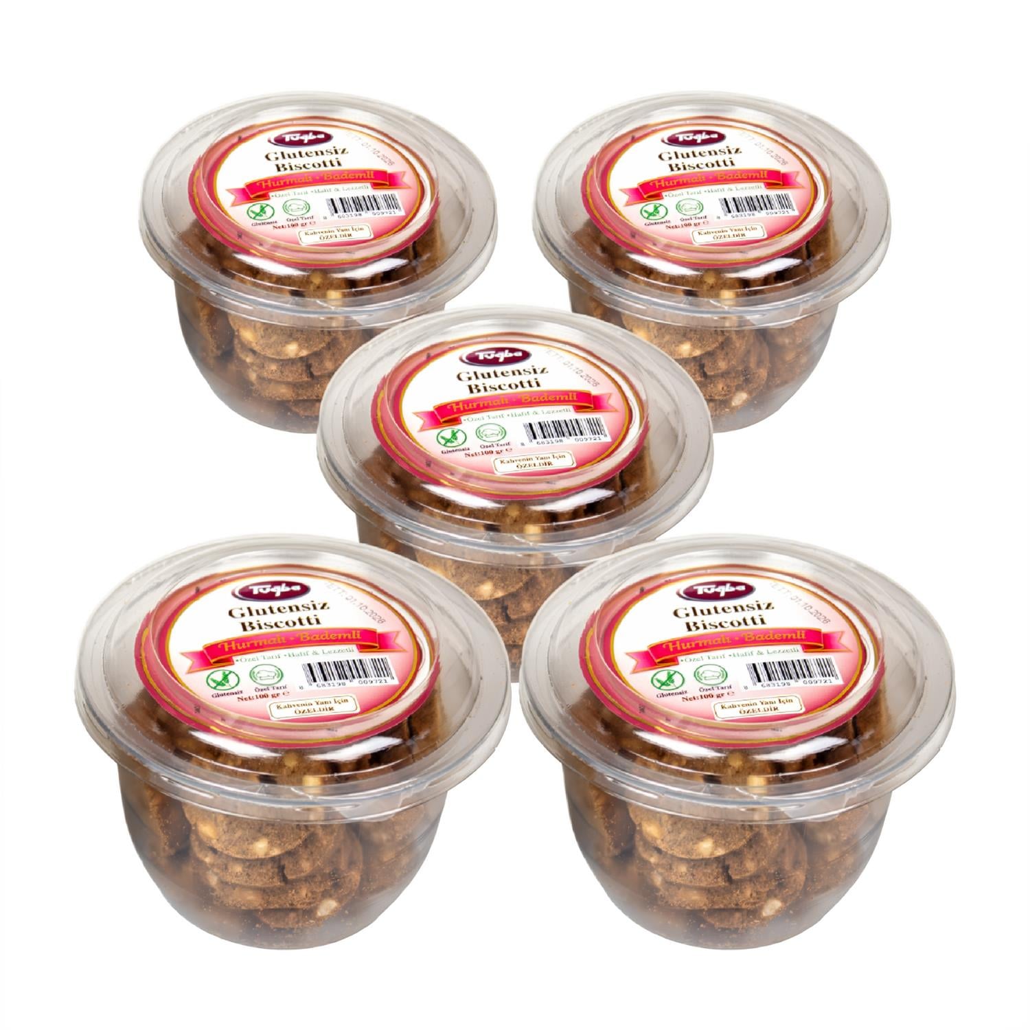 Glutensiz Biscotti (Hurmalı-Bademli) 100 gr 5 Li