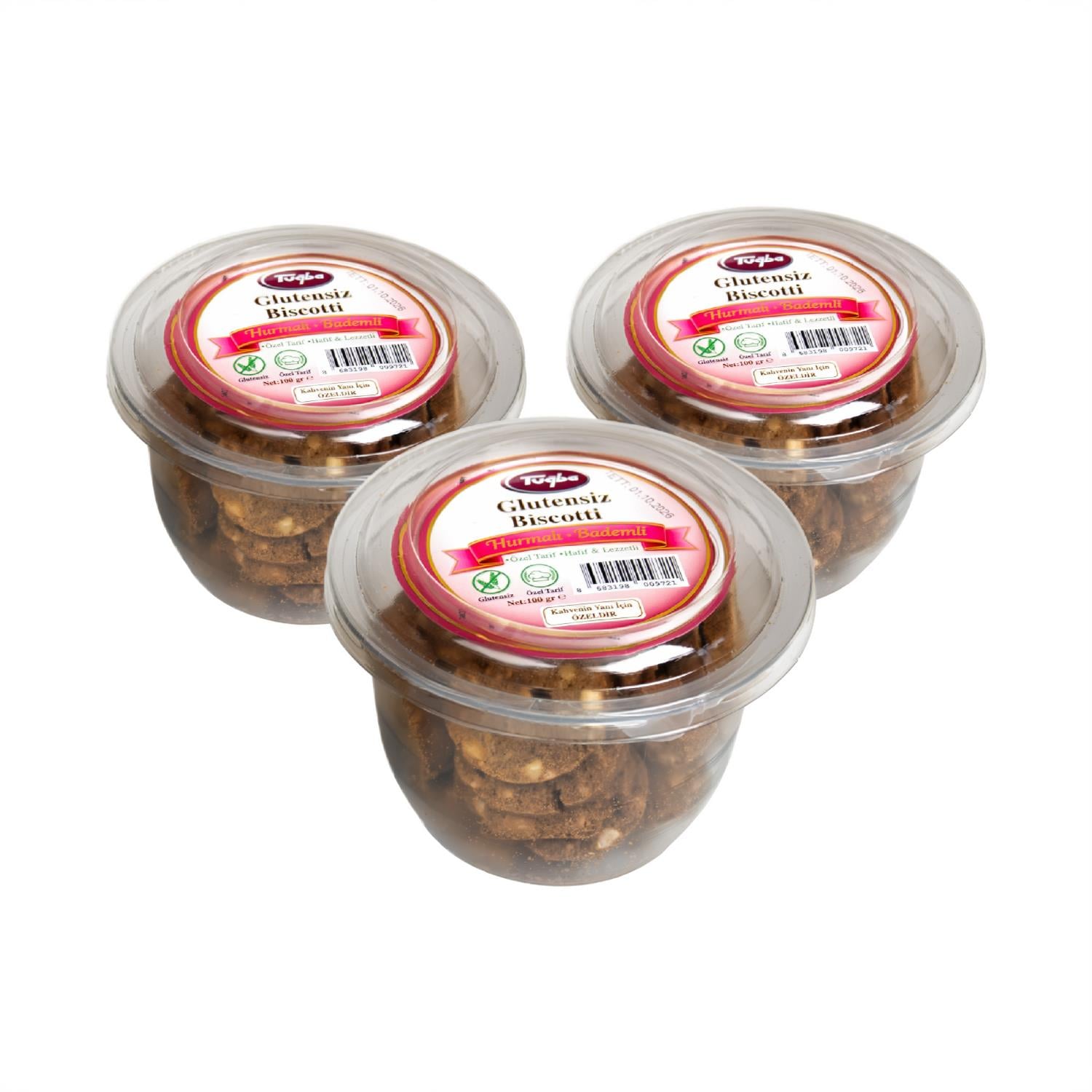 Glutensiz Biscotti (Hurmalı-Bademli) 100 gr 3 Lü