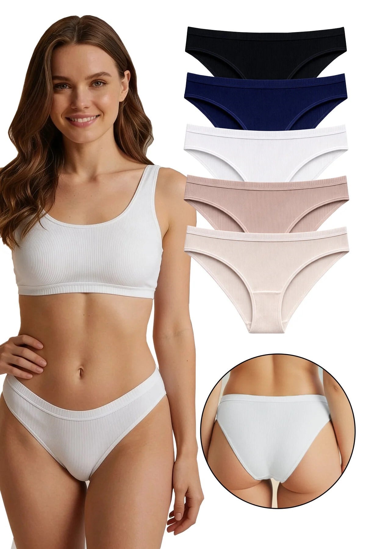 adın 5'li Modal Fitilli Slip Külot Karışık