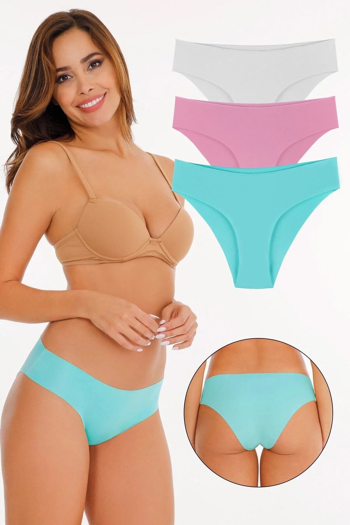 Sensu Kadın Bikini Lazer Kesim 3 lü Külot Set