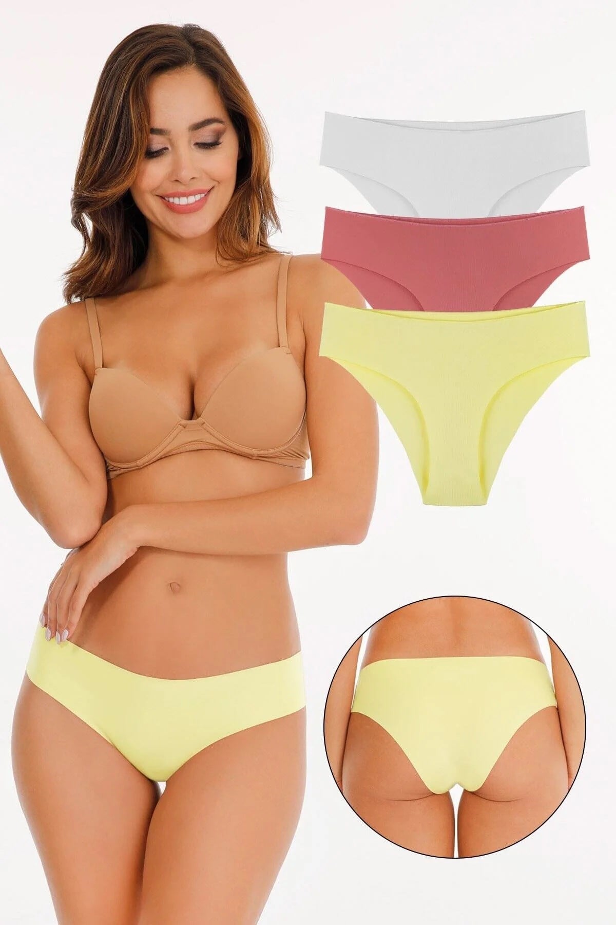 Sensu Kadın Bikini Lazer Kesim 3 lü Külot Set