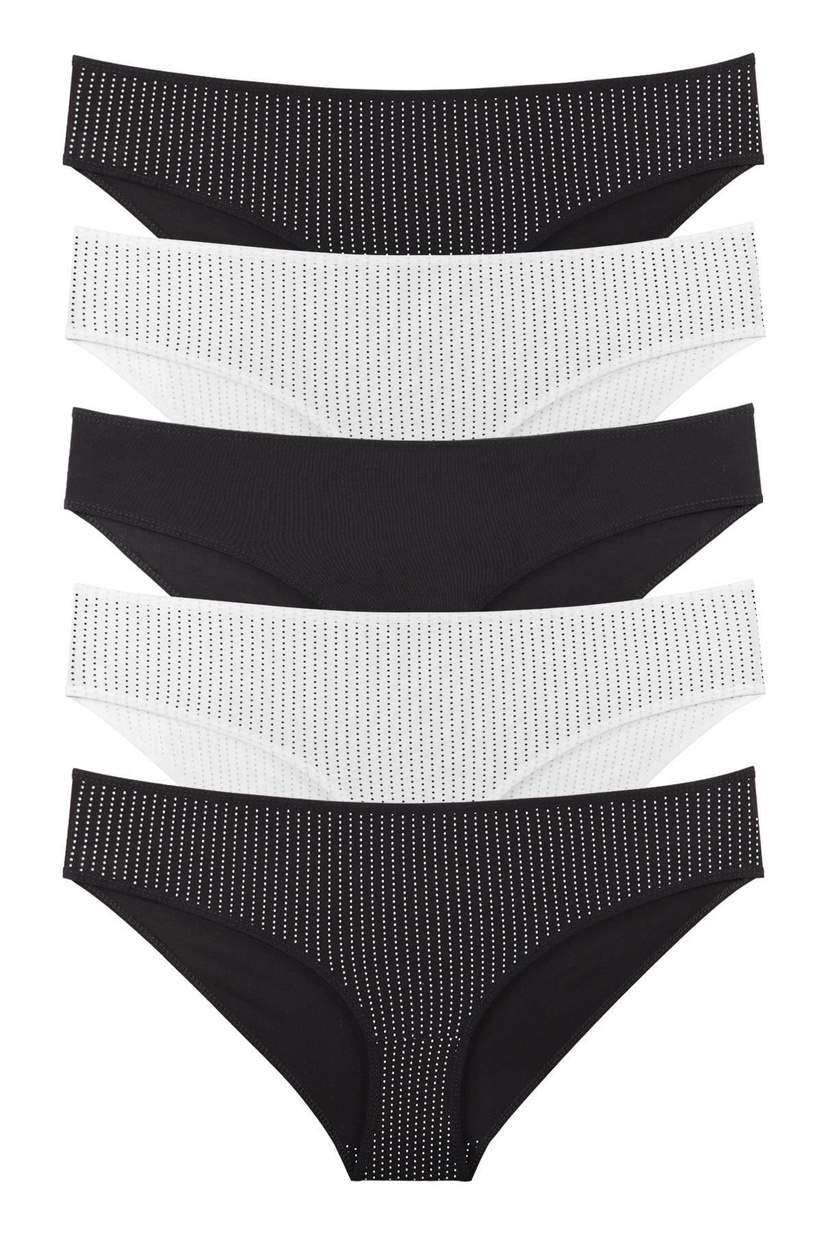 Sensu Kadın Büyük Beden Puantiyeli Model -  5li Slip Külot Set - KTS3066 KARIŞIK