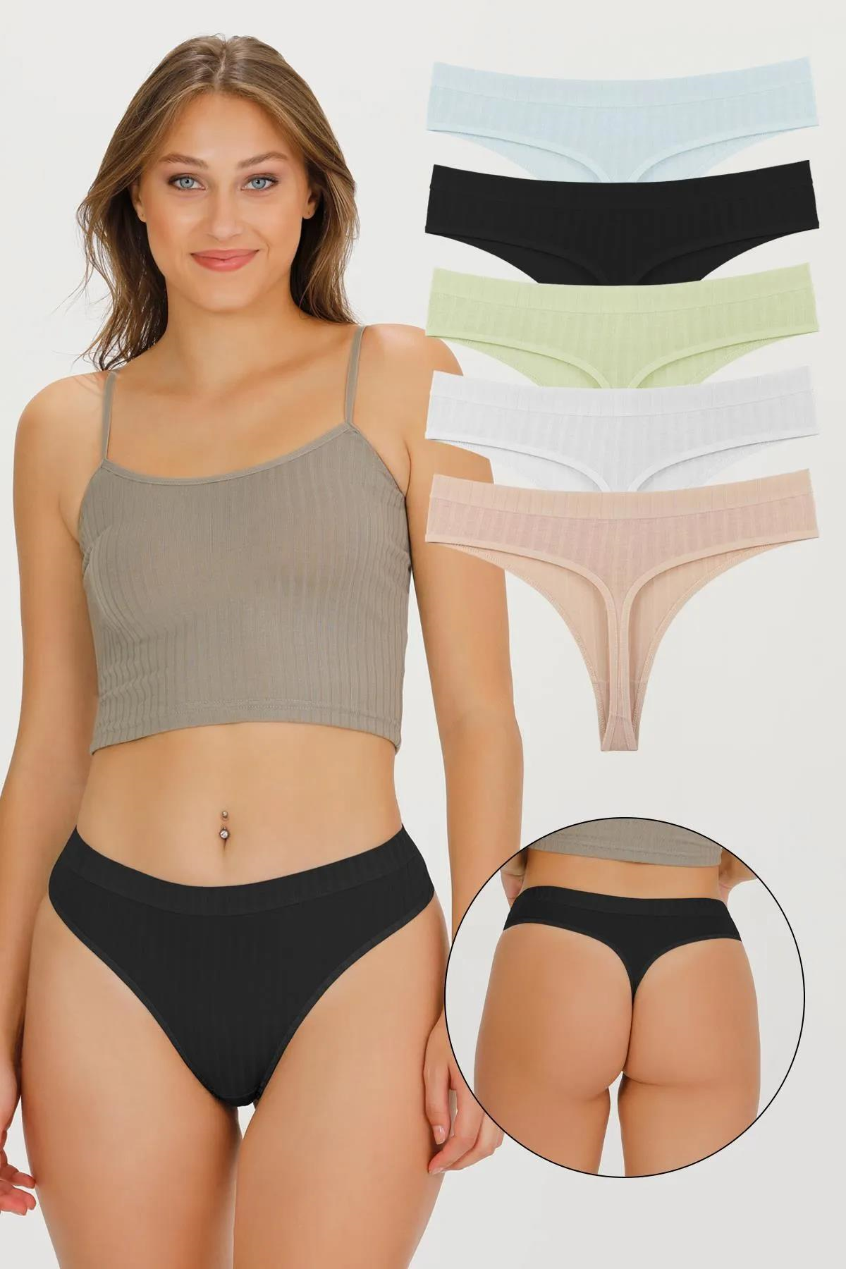 Sensu Kadın Fitilli Soft Renkler 5li Slip Külot Set - KTS4015 MODEL2