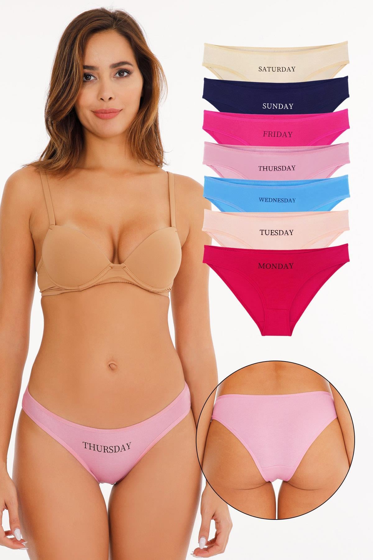 Sensu Kadın Gün Baskılı 7li Slip Bikini Külot MODEL3