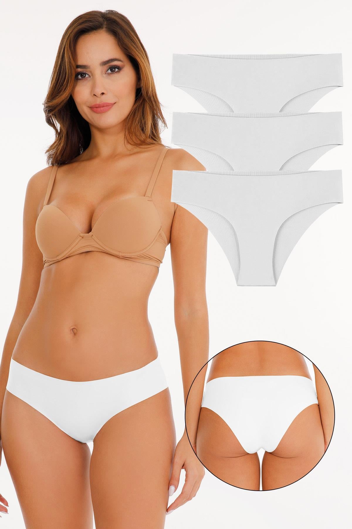 Sensu Kadın Lazer Kesim Külot 3lü Paket Set BEYAZ
