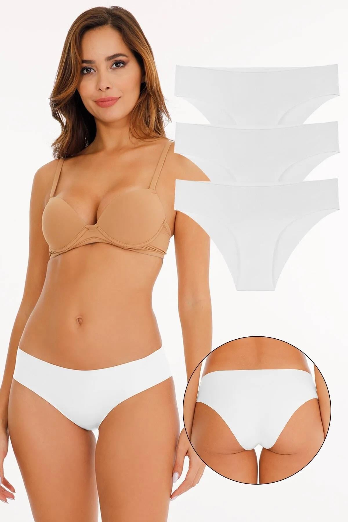 Sensu Kadın Lazer Kesim Likralı Külot 3'lü Paket Set BEYAZ