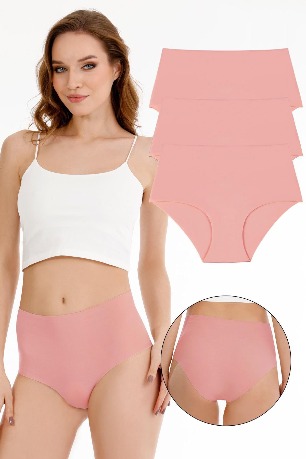 Sensu Kadın Pamuklu Yüksek Bel 3 Lü Külot Set PEMBE