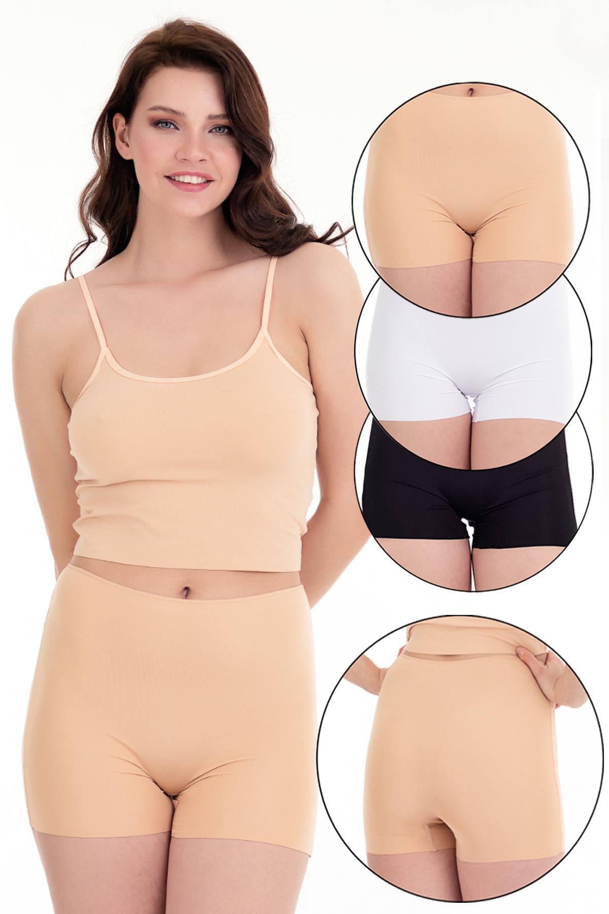 Sensu Lazer Kesim Yüksek Bel Şort 3 lü Set  ASORTİ