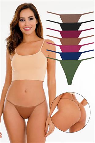 Sensu Kadın İpli Brazilian Tanga 7li Külot Set Karışık Renkler KTS3022 KARIŞIK