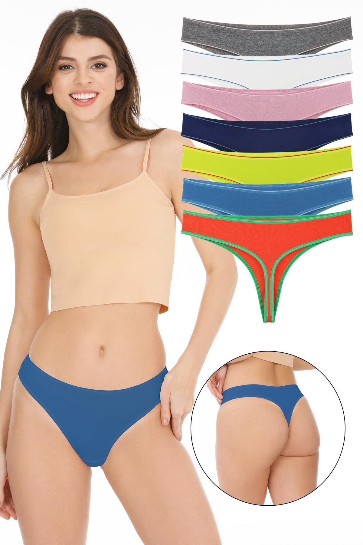 Kadın Günlük Pamuklu Tanga Külot 7li Paket Set KTS3078 KARIŞIK