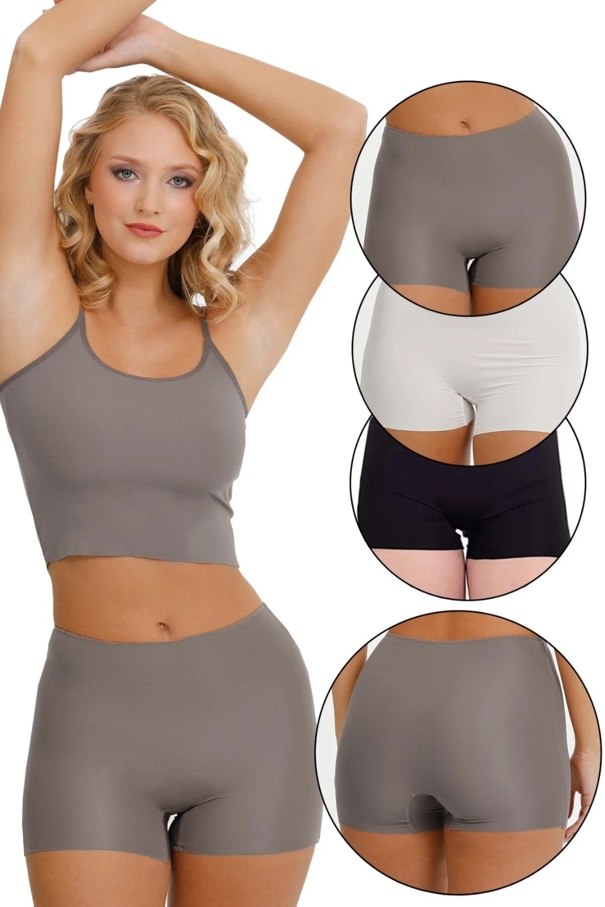 Lazer Kesim Yüksek Bel Şort 3'lü Set MODEL-2