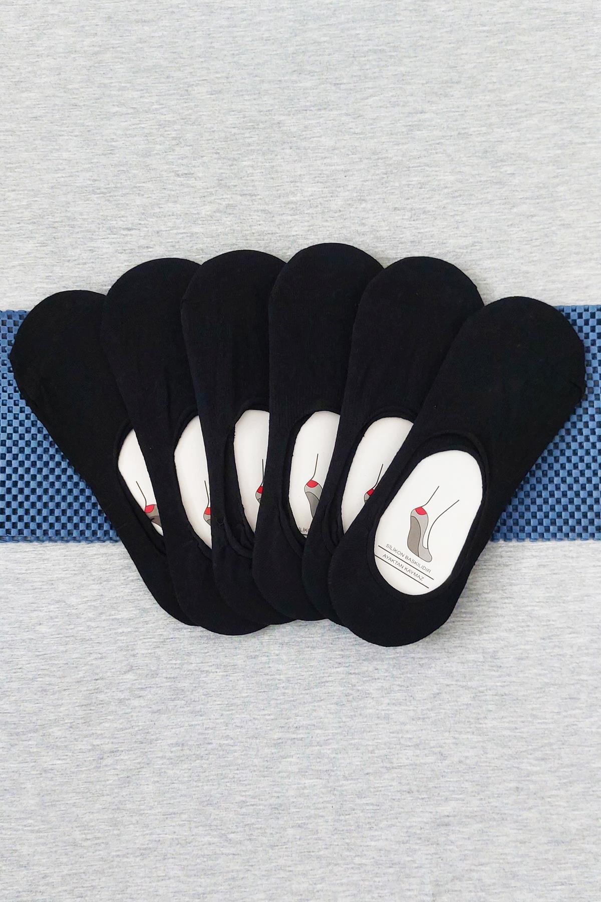 Sensu Babet Unisex Ayaktan Kaymayan 6 Lı Görünmez Çorap Siyah