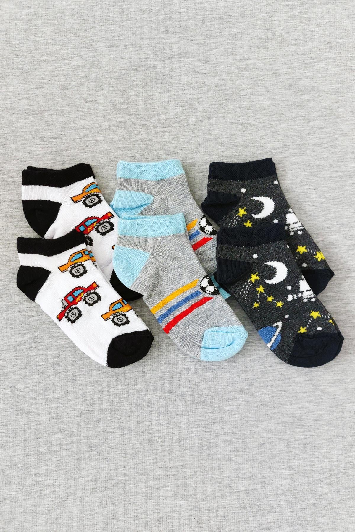 Sensu Erkek Çocuk Patik Pamuklu Çorap 6lı Paket Karışık Renkler - CRP2171