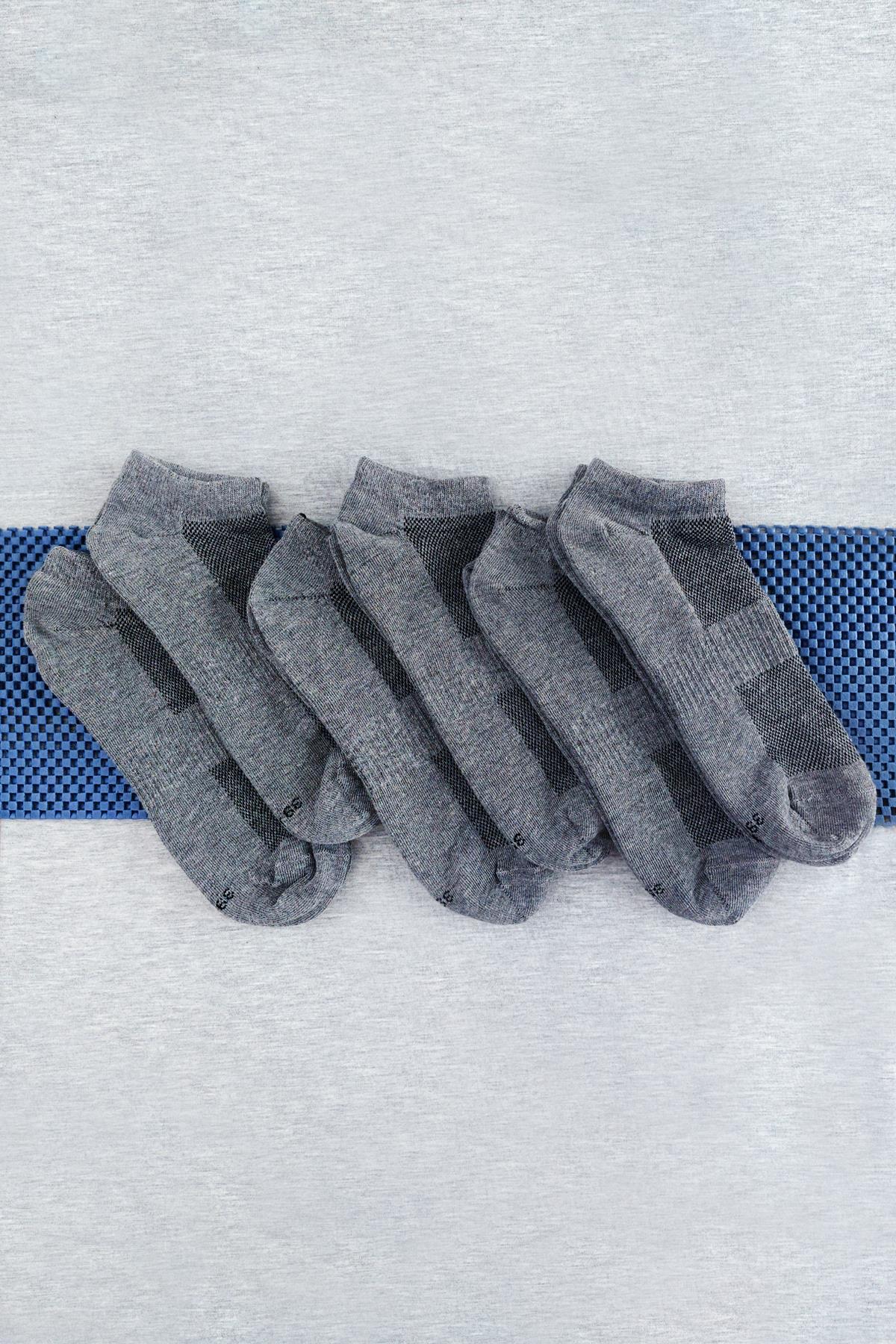 Sensu File Örgü Unisex 6 Lı Patik Çorap  GRI