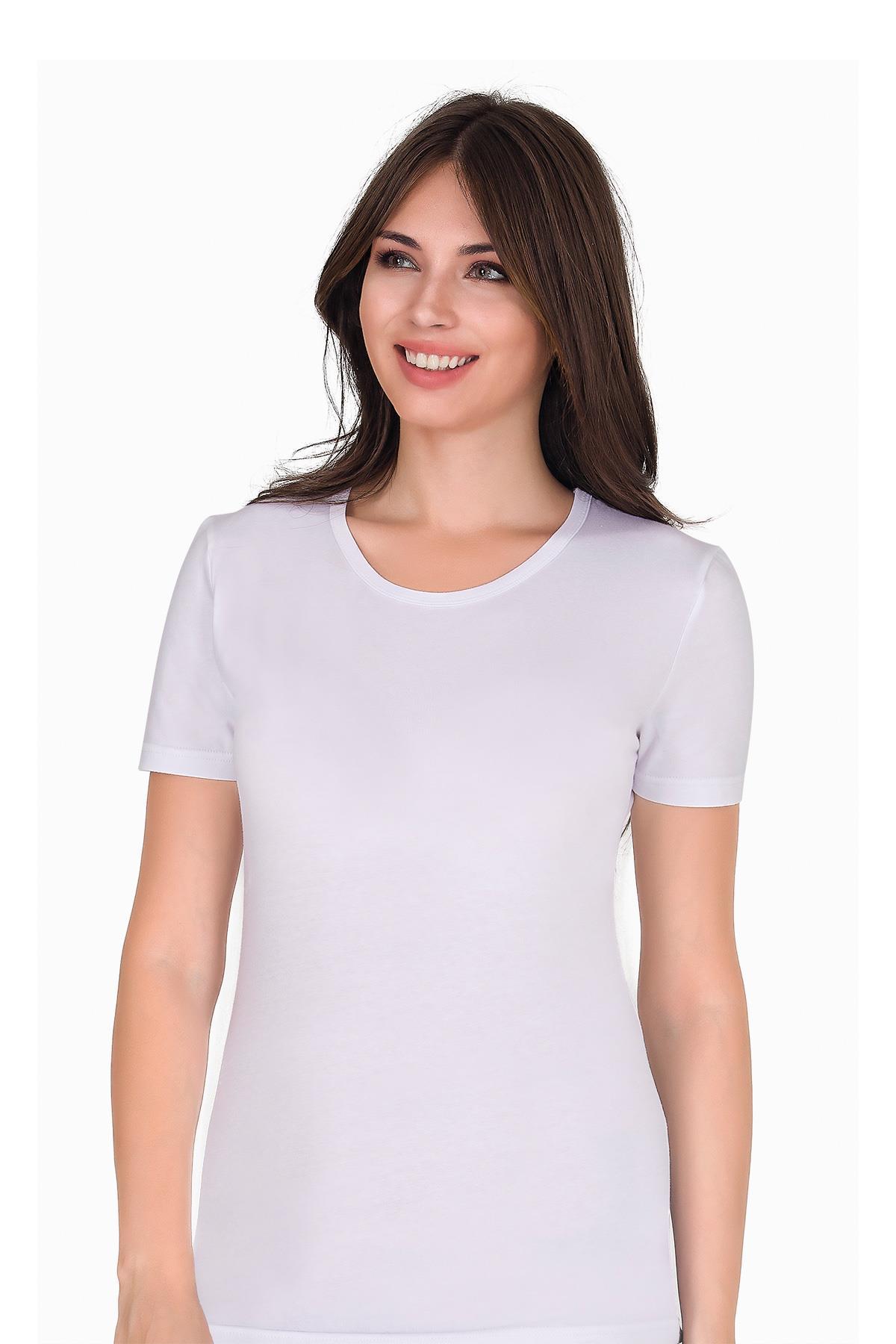 Sensu Kadın Bisiklet Yaka Basic T-Shirt TSR1005 BEYAZ