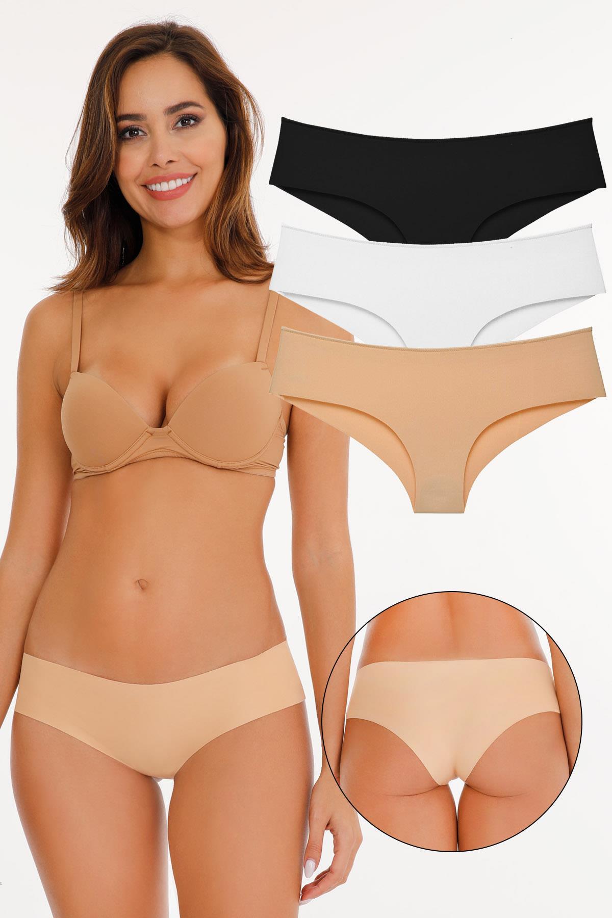 Sensu Kadın Brazilian Panty Lazer Kesim Külot 3 Lü Paket Set KARIŞIK