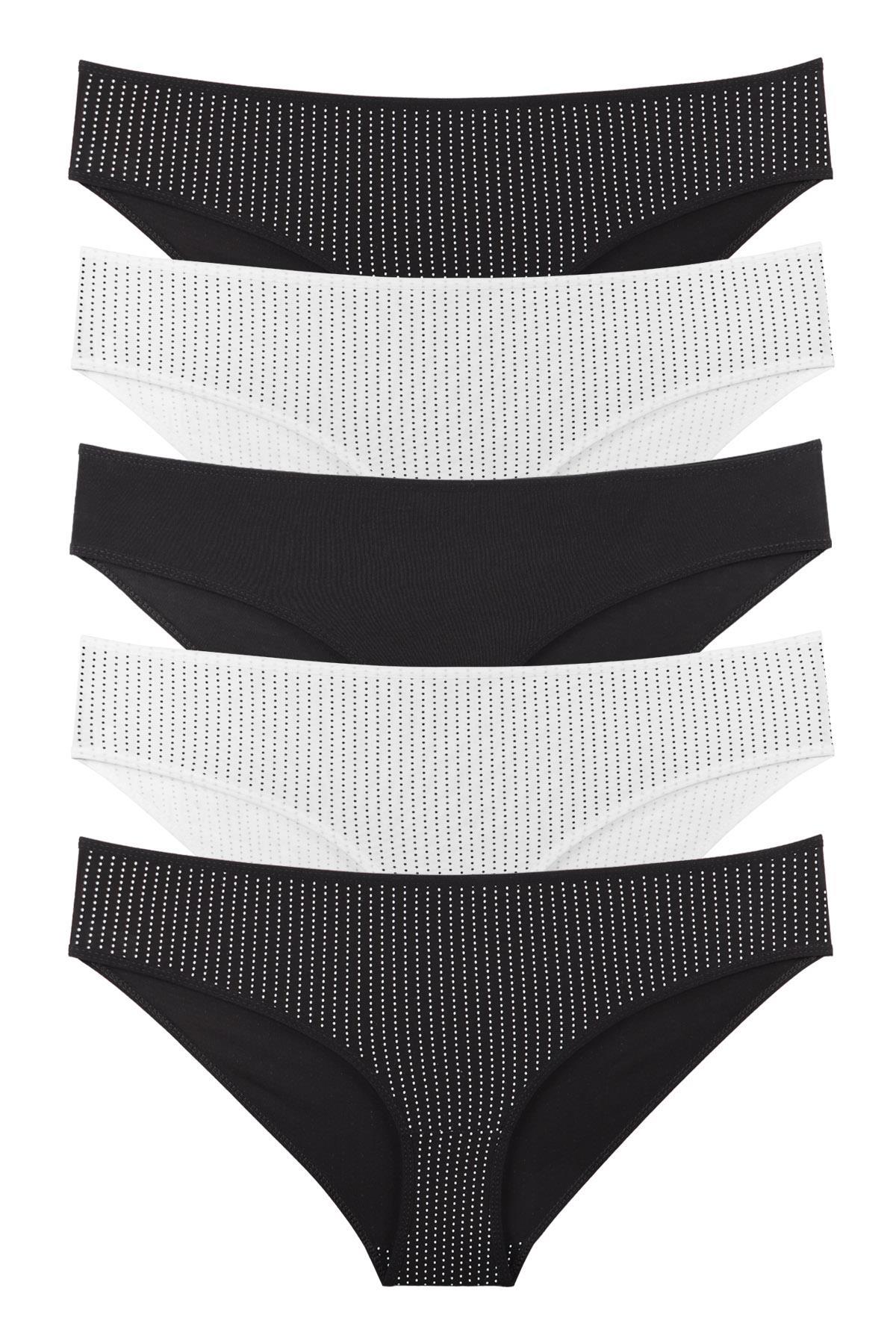 Sensu Kadın Büyük Beden Puantiyeli Model -  5li Slip Külot Set - KTS3066 KARIŞIK